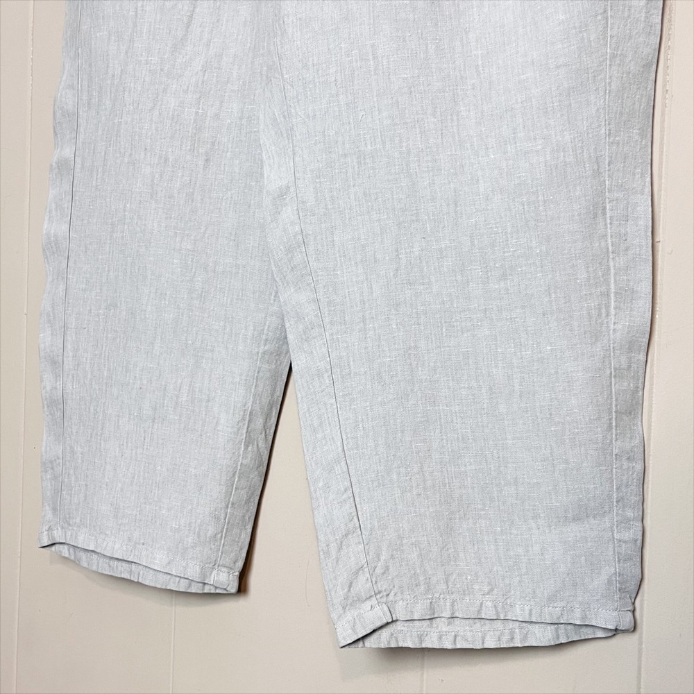 J.Jill Love Linen Gray Cropped Wide Leg Pants Medium pull-on‎ lagenlook coastal - Picture 4 of 10